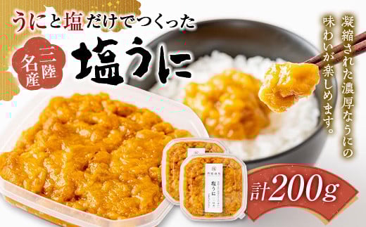 岩手県 菅原商店 うにと塩だけで作る 塩うに 100g 2個セット   海の幸 ウニ うに 雲丹 魚介 海産物 海鮮 食品 YD-579