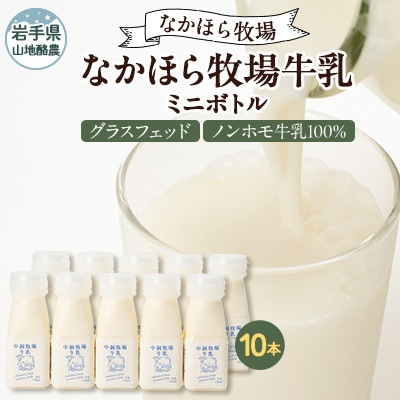 【毎月定期便】なかほら牧場 牛乳ミニボトル 10本全6回【配送不可地域：離島】【4075366】