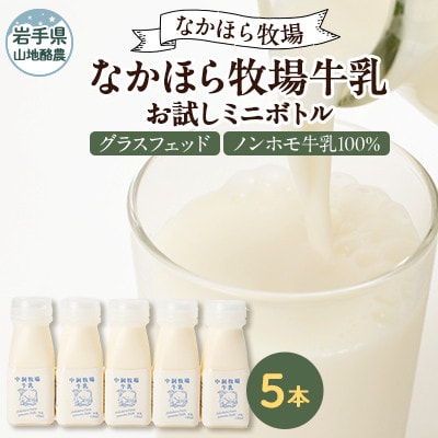【毎月定期便】なかほら牧場 お試し牛乳ミニボトル5本セット全3回【配送不可地域：離島】【4075363】