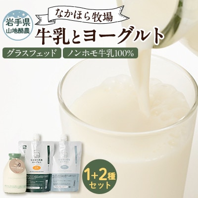 【毎月定期便】なかほら牧場 牛乳とヨーグルト2種セット全3回【配送不可地域：離島】【4075350】