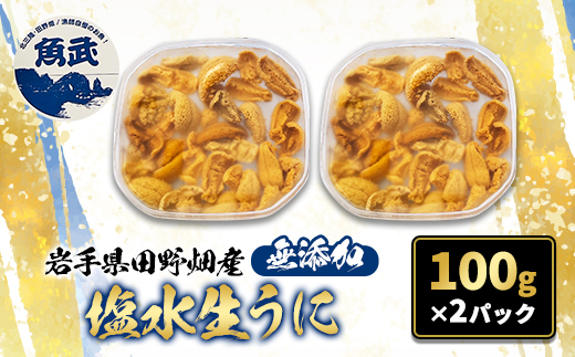【令和8年7月〜順次発送】岩手県田野畑産 無添加塩水生うに 100g×2パック 産地直送【配送不可地域：離島・沖縄県・九州】【1536899】