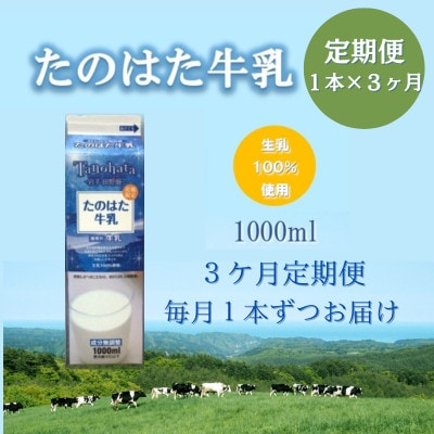 【毎月定期便】たのはた牛乳1000ml×1本　【美味しさへこだわり85℃25分間殺菌】　　　全3回【配送不可地域：離島】【4065227】