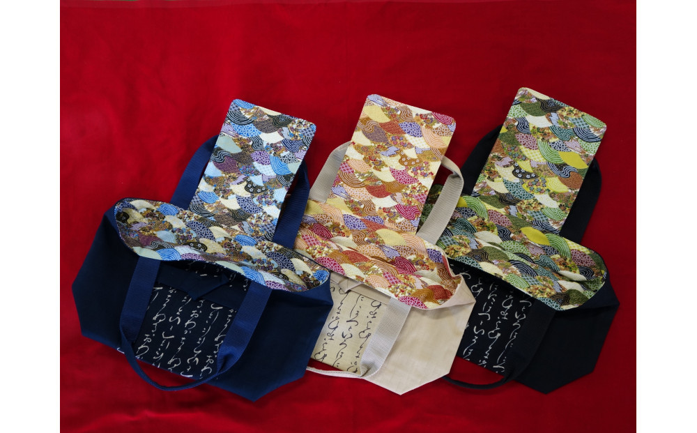 伊達な手提げ袋　よこ型（宮城）紺