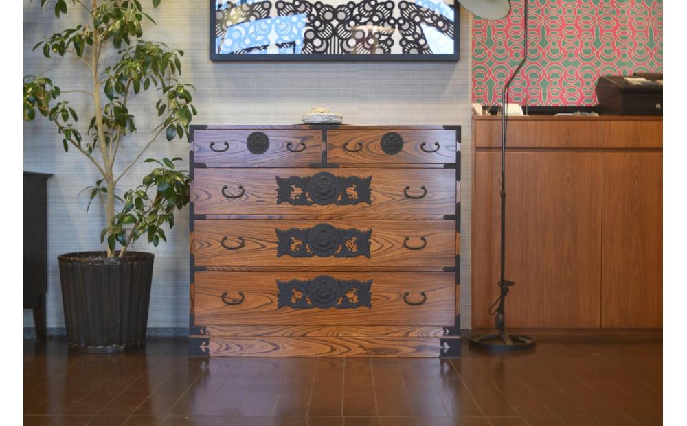 仙台箪笥　整理箪笥L-ハイタイプ　拭き漆【伝統 工芸品  タンス たんす 和タンス 仙台】