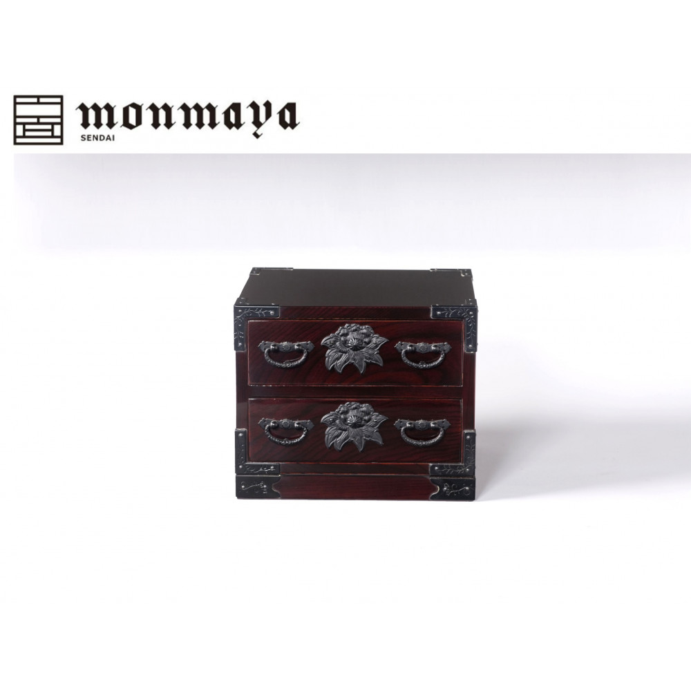 仙台箪笥　二つ抽　木地呂塗【伝統 工芸品 グッドデザイン賞 タンス たんす 和タンス 仙台】