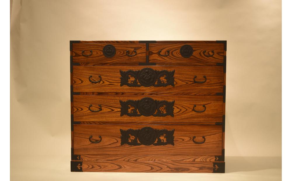 仙台箪笥　整理箪笥L-ハイタイプ　拭き漆【伝統 工芸品  タンス たんす 和タンス 仙台】