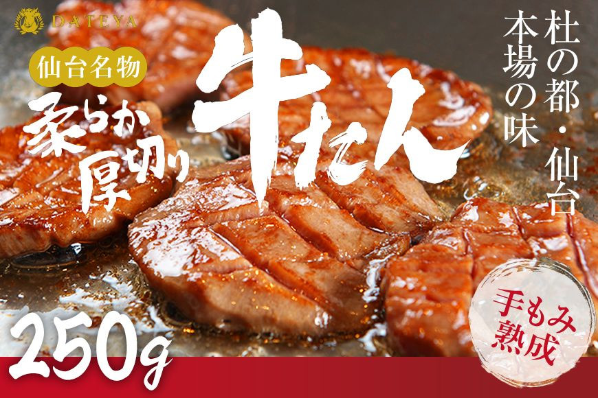 仙台名物 柔らか厚切り牛たん 250g（250g×1袋）  [ タン元 タン中 牛タン 厚切り 食べ応え 味付き タン塩 肉厚 ジューシー 冷凍 旨味 ギフト 贈答用 焼肉 バーベキュー BBQ おかず つまみ 御中元 御歳暮 おうち焼肉 ]