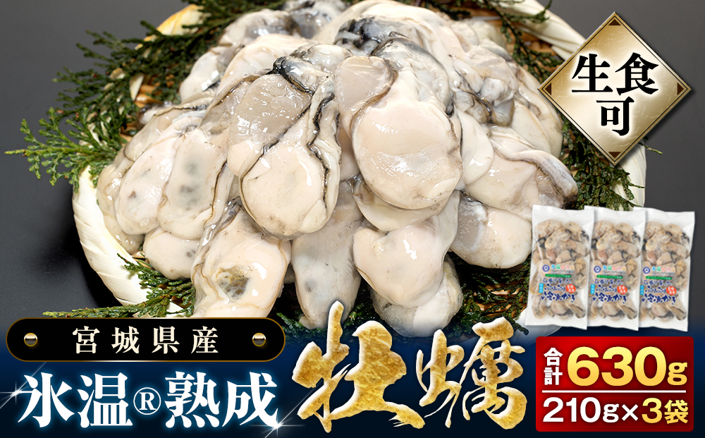 牡蠣 【生食用】 氷温熟成 冷凍牡蠣 生食用 210g×3袋 (630g) 宮城県産氷温熟成 冷凍牡蠣 生食用 宮城県産 ｜ 生で食べられる 牡蠣 小分け 冷凍かき 冷凍カキ 冷凍牡蠣 かきむき身 カキむき身 牡蠣むき身 生かき 生カキ 生牡蠣　冷凍かき 冷凍カキ 冷凍牡蠣 かきむき身