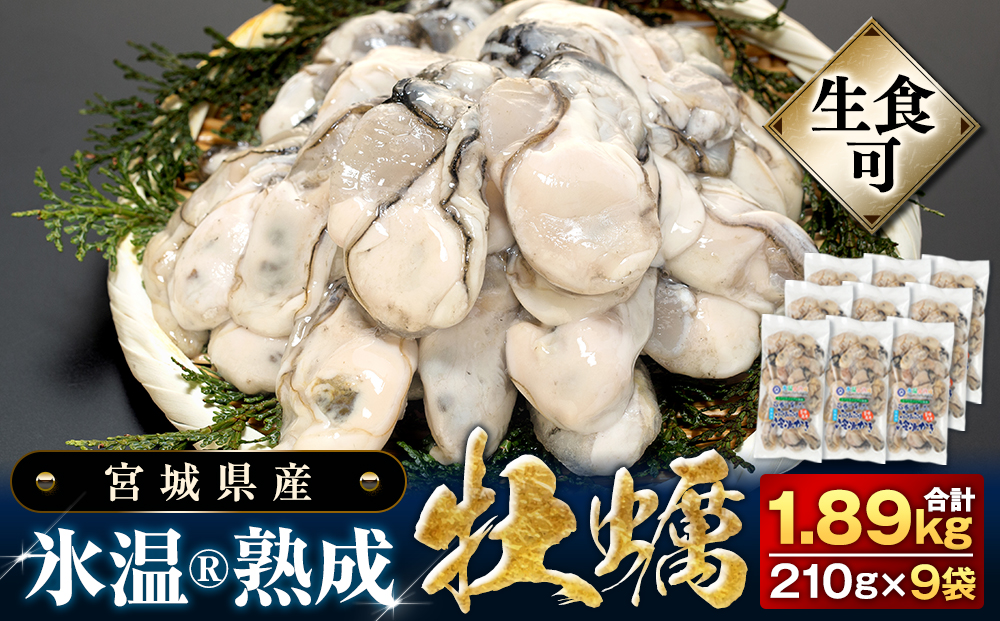 牡蠣 【生食用】氷温熟成 冷凍牡蠣 生食用 210g×9袋 (約1.8kg) 宮城県産 小分け 氷温熟成 冷凍牡蠣 生食用 宮城県産 ｜ 生で食べられる 牡蠣 小分け 冷凍かき 冷凍カキ 冷凍牡蠣 かきむき身 カキむき身 牡蠣むき身 生かき 生カキ 生牡蠣　冷凍かき 冷凍カキ 冷凍牡蠣