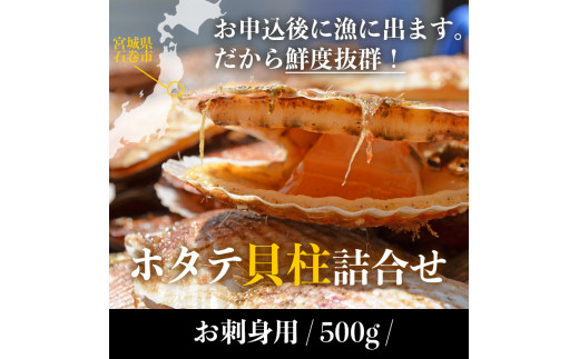 宮城県産 生食用 生ホタテ貝柱（500g/約15個〜18個入り）冷蔵 帆立 ほたて 貝 魚介 海鮮 刺身 生食 生ほたて 生帆立 宮城県 石巻市 宮城 石巻