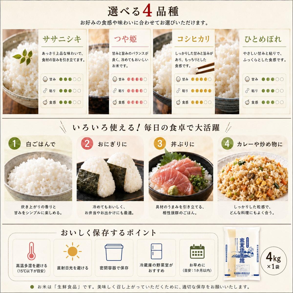 新米 令和8年産 ヨシ腐葉土米 ササニシキ 精米4kg（4kg×1袋）