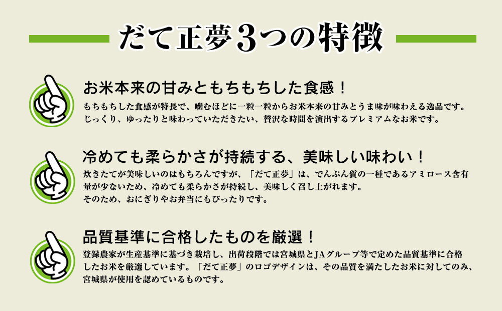 JAいしのまき　令和6年産　だて正夢3kg