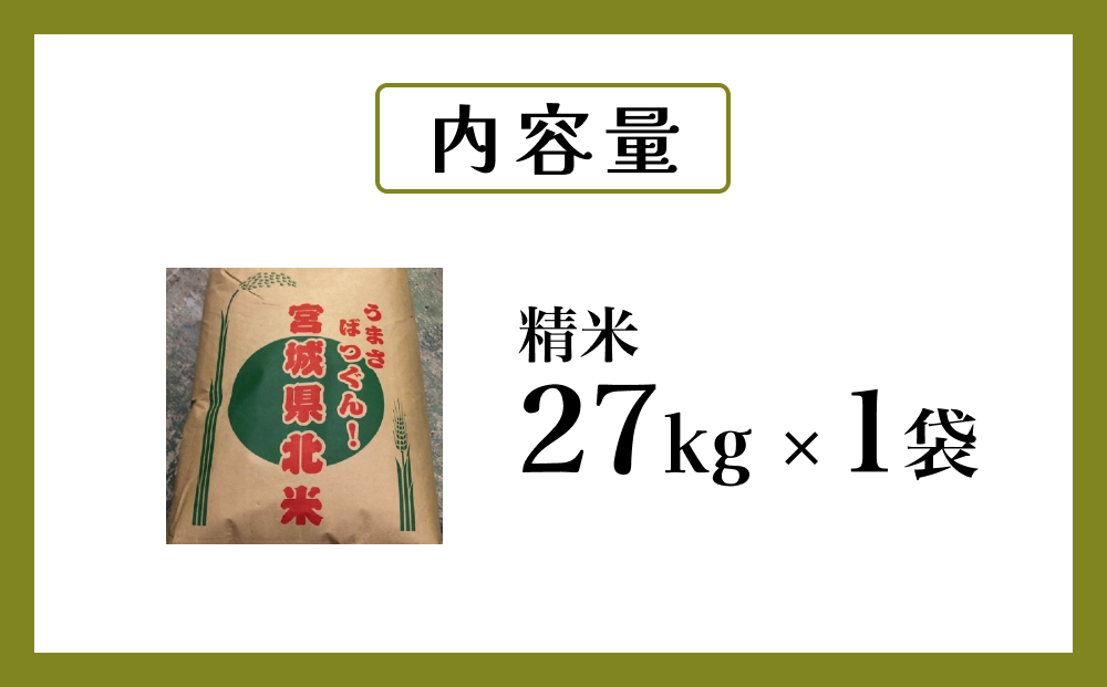 令和6年度産 ササニシキ精米２７kg 精米 お米 米 ごはん ご飯 飯 一等米 単一銘柄米 主食 美味しい