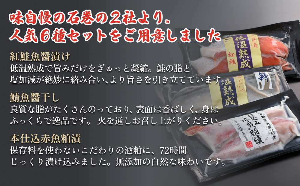 元気いちば特選切り身セット 6種 鮭 紅鮭 鯖 さば サバ 赤魚 銀たら 銀鱈 銀タラ 金目鯛 吉次 粕漬 魚醤 西京漬け 魚 お魚 海鮮 切り身 焼き魚