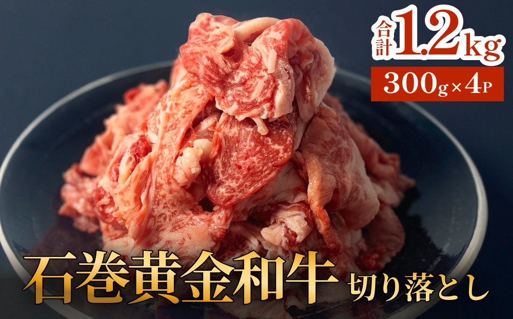 牛肉 石巻 黄金 和牛 切り落とし 300g×4P 赤身 国産 美味しい 使いやすい 小分け 肉 お肉 細切れ おかず すき焼き 焼肉 冷凍