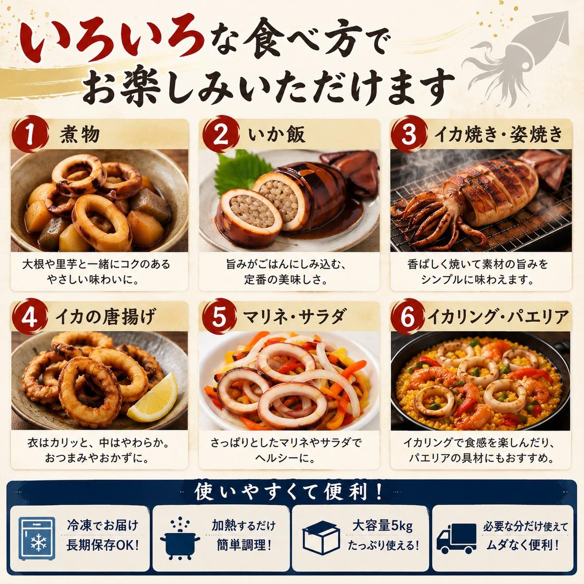 訳あり 石巻産 スルメイカ 5kg 大容量 不揃い 加熱用