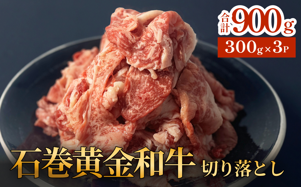 牛肉 石巻 黄金 和牛 切り落とし 300g×3P 赤身 国産 美味しい 使いやすい 小分け 肉　お肉 細切れ おかず すき焼き 焼肉 冷凍