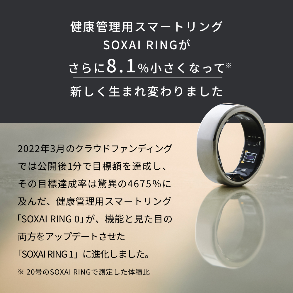 スマートリング  SOXAI RING 1 ソクサイリング 日本製 シルバー マットシルバー マットブラック ピンクゴールド 指輪 ヘルスケア 健康管理 睡眠管理 ストレス管理 運動記録 防水 防塵 最小