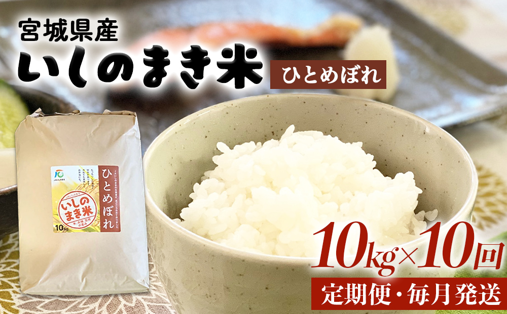 令和６年産 米 ひとめぼれ 定期便 10kg × 10回 お米 精米 白米 環境保全米 ご飯 こめ コメ