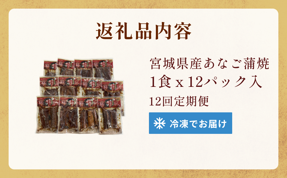 宮城県産あなご蒲焼（1食）12入 12回定期便 冷凍 小分け 穴子 アナゴ 蒲焼き 魚 お魚