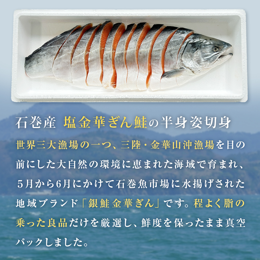 数量限定「塩金華ぎん鮭」半身姿切身 冷凍 銀鮭 さけ サケ シャケ サーモン 魚 お魚 切り身 焼き魚