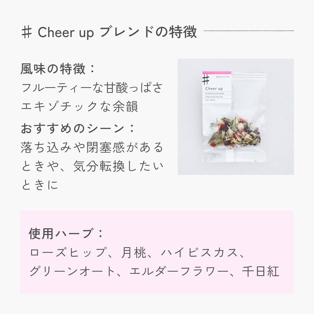 クラフト ハーブティー 「♯ Cheer up 前向きになるためのブレンド」 5個 daytune. tea 【 ノンカフェイン 有機 無農薬 】 ティーバッグ 個包装入り ティー 紅茶