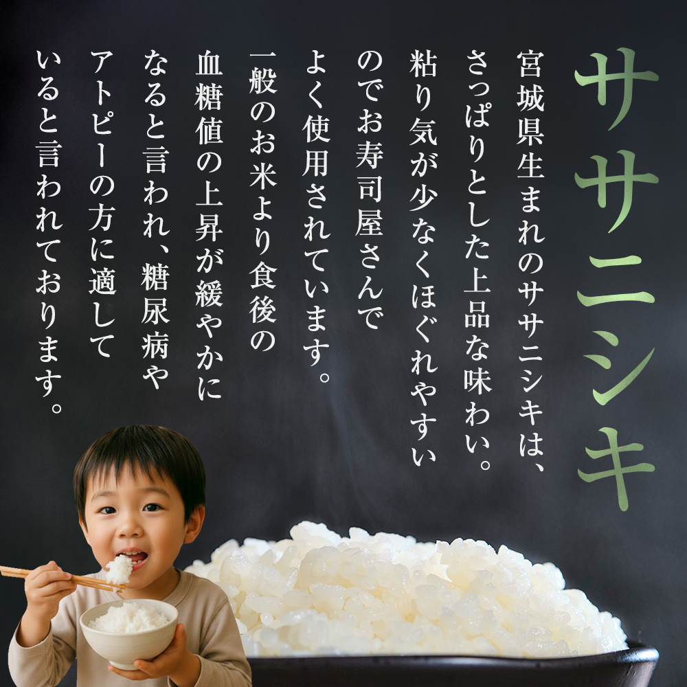 毎月定期便　ササニシキ精米5kg　令和7年度産　全3回