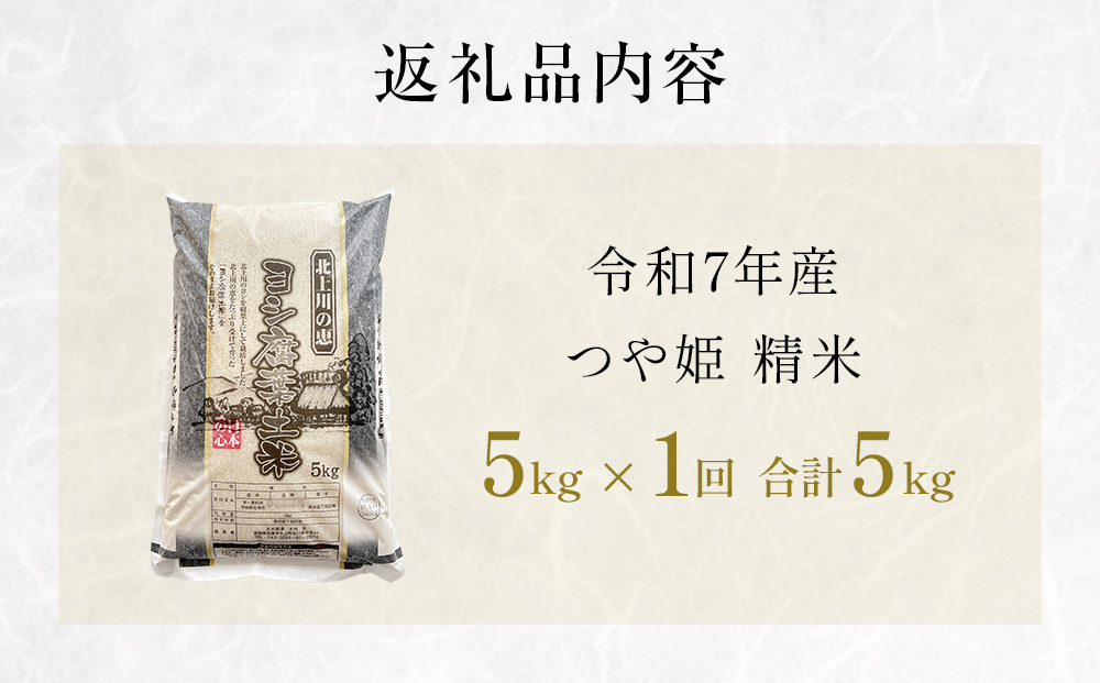 米 令和7年産 つや姫  精米 5kg 単品 こめ コメ お米 ご飯 白米 ツヤ姫 防災減災