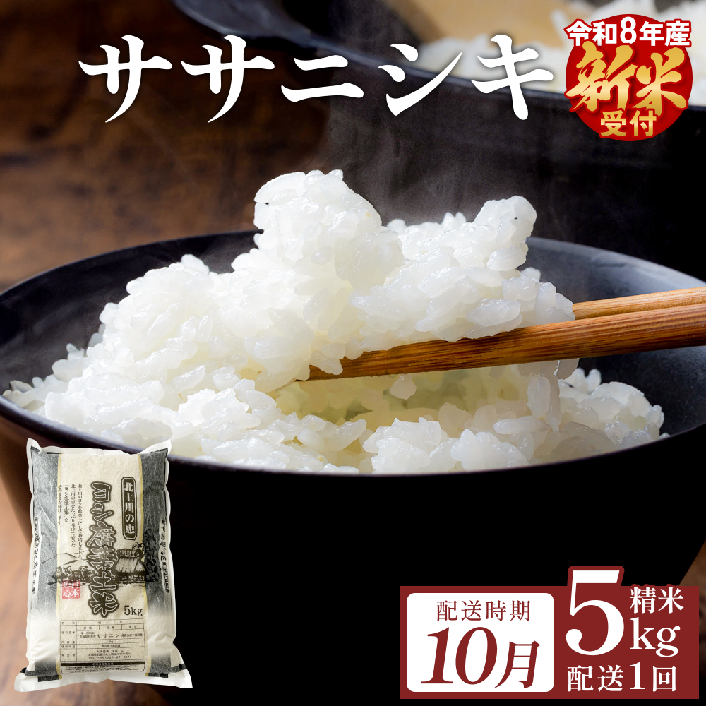 【10月配送】 ＜先行予約＞ 米 令和8年産 ササニシキ 精米 5kg 単品 新米 こめ コメ お米 ご飯 白米 ささにしき
