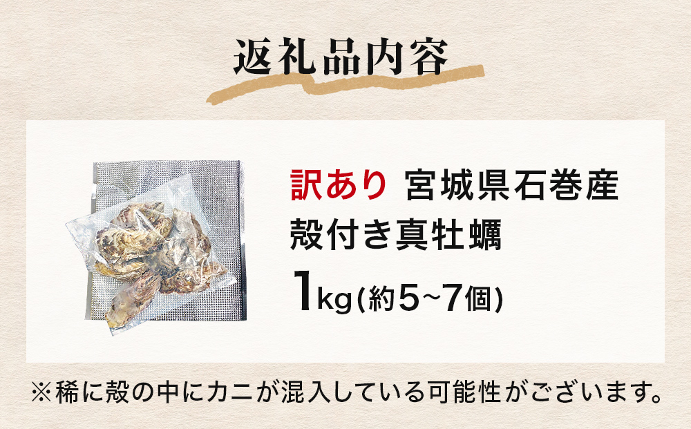 牡蠣 訳あり 宮城県産 無選別 1kg 加熱用 真牡蠣 かき カキ 貝 貝類 海産物 魚介類 海鮮 冷凍 宮城県 宮城 石巻市 石巻