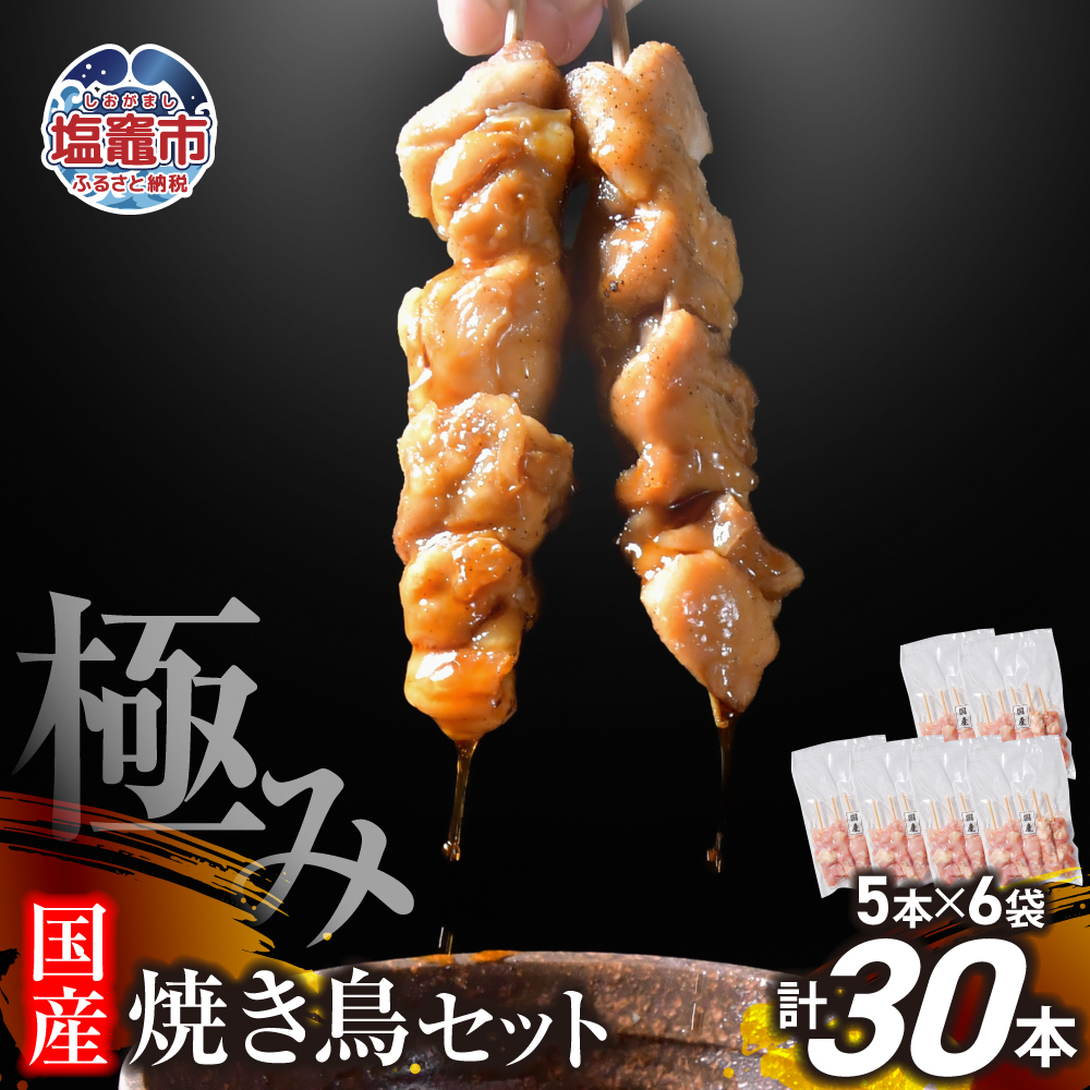 極みの焼き鳥セット 30本(5本入り×6袋) ｜ 手づくり こだわり 焼き鳥 焼鳥 セット 国産 鶏肉 串 冷凍 おかず 晩酌 バーベキュー 焼き鳥丼 小分け 焼くだけ やきとり 鶏 モモ 串 お肉 BBQ 塩竈市 塩釜市 塩釜 塩竈 遊佐ミート r6-us00002-30