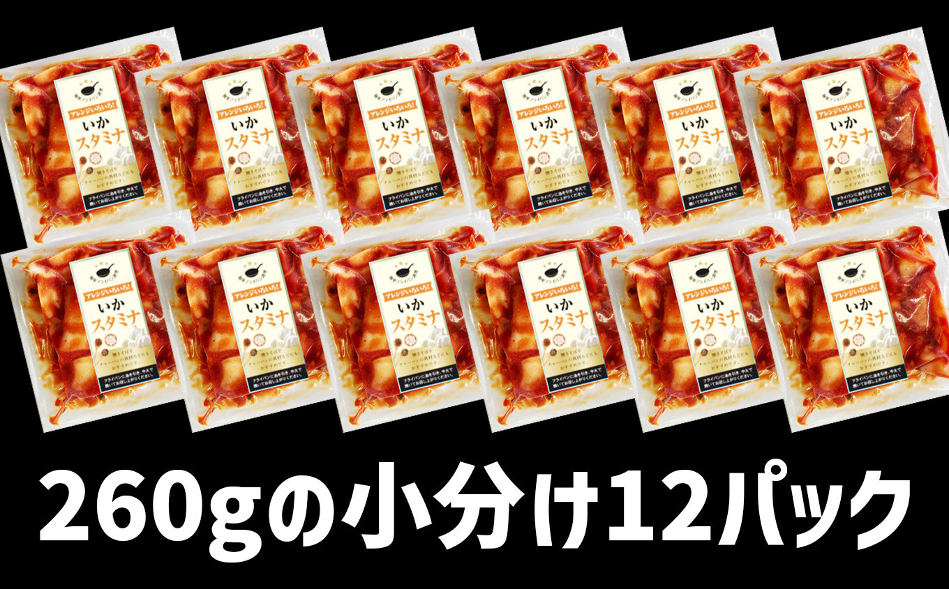 いか スタミナ （野菜入り）12パック ( 260g × 12 )  冷凍 真空パック 加熱用 バーベキュー キャンプ 時短 サッと一品 烏賊 野菜 sh00008