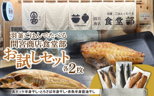 【ふるさと納税】 干物3種お試しセット 羽釜ごはんでたべる間宮商店食堂部 お試しセット 各2枚 さば ホッケ 赤魚 | 熟成 ひもの 魚 鯖 さば サバ 魚介 海産物 おかず おつまみ 旬 焼き方 レシピ 人気 ごはんのお供 晩酌 絶品 塩竈市 宮城県 間宮商店 mm00013