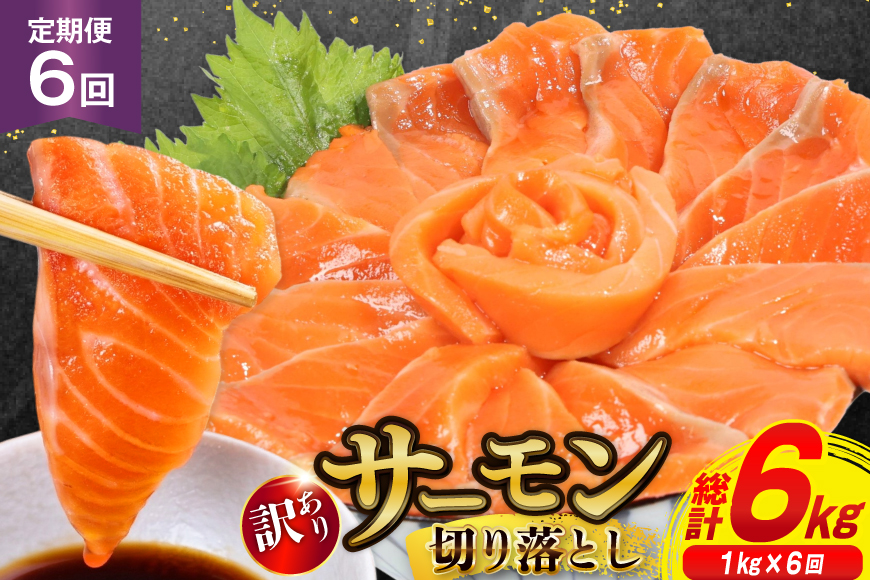 6回 定期便 訳あり サーモン 切り落とし おさしみ用 125gx8p×6回 合計6kg [足利本店 宮城県 気仙沼市 20564708] 魚介 鮭 さけ サケ お刺し身 刺し身 刺身 生食 個包装 小分け カット済み 銀鮭 チリ銀鮭