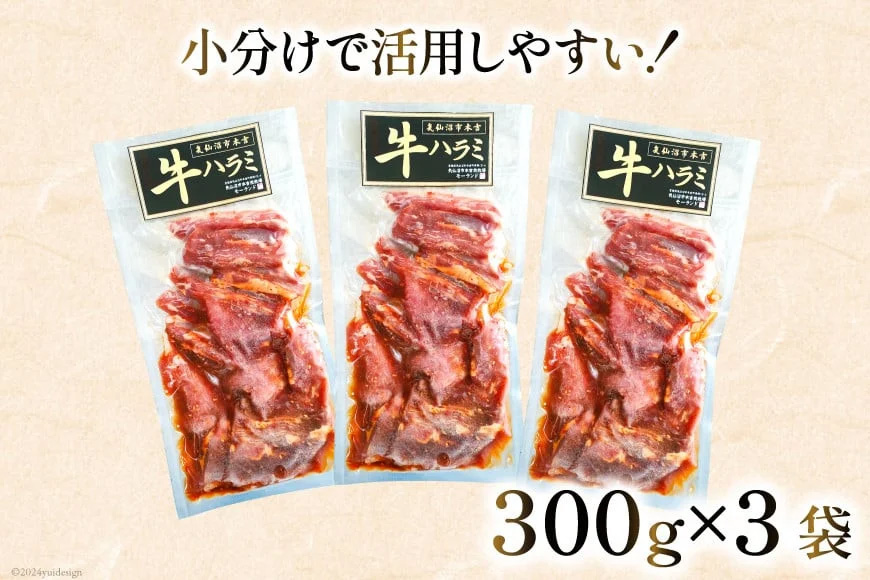 大人気！特製タレ漬 牛ハラミ 計900g (300g×3p) [モ～ランド 宮城県 気仙沼市 20564312] 牛肉 肉 焼肉 ハラミ はらみ サガリ タレ BBQ おすすめ 焼き肉 焼肉セット 焼肉用 小分け 冷凍