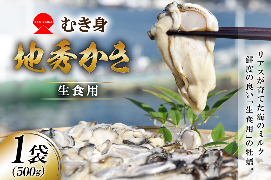 むき身 地秀かき 生食用 500g×1袋 [かみたいら 宮城県 気仙沼市 20565947] カキ 牡蠣 かき 生食 剥き身 オイスター 冷蔵