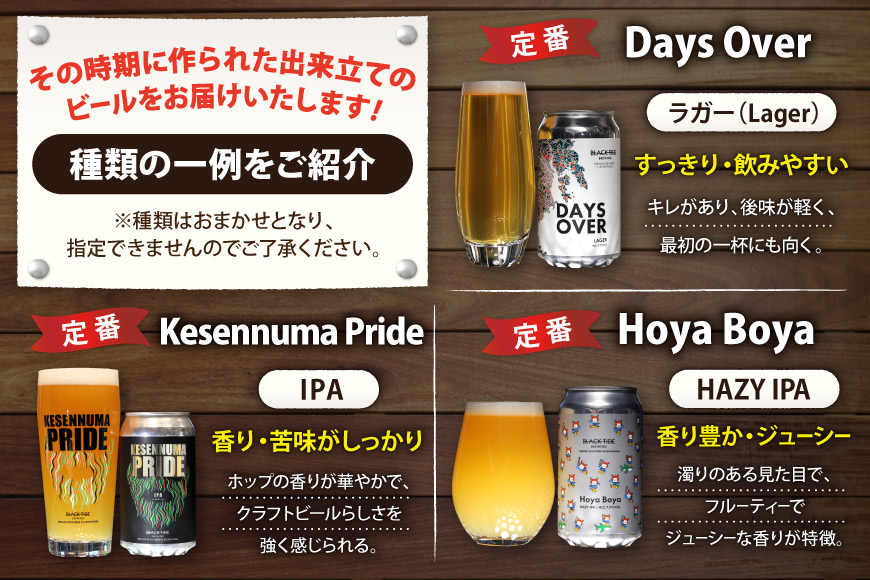 6回 定期便 BTB クラフトビール 6缶 セット【総計36缶】 [BLACK TIDE BREWING 宮城県 気仙沼市 20565982] 酒 ビール びーる 飲み比べ クラフト お酒 地ビール