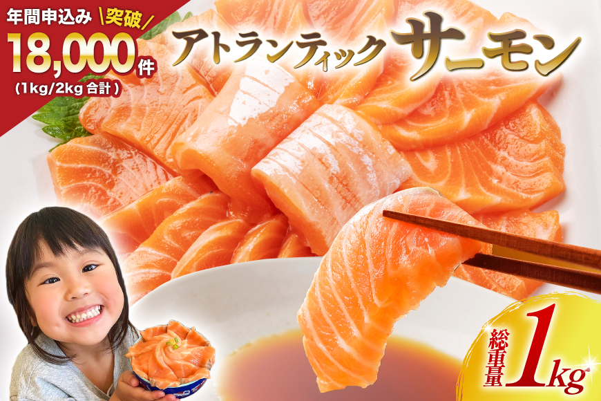 ノルウェー産 アトランティックサーモン 総重量 1kg (正味重量850g) [カネダイ 宮城県 気仙沼市 20565509] 魚 魚介類 サーモン 刺身 生食 生 アトランティック アトラン 小分け 冷凍 鮭 さけ 訳あり ノルウェー