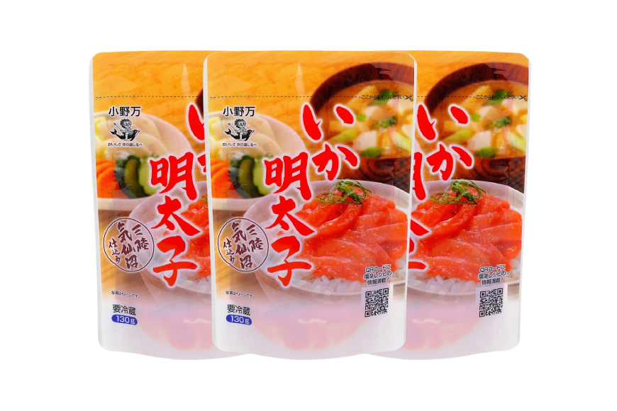 いか明太子 130g 3個セット [小野万 宮城県 気仙沼市 20565709] 魚 魚介類 いか イカ 塩辛 イカ塩辛 イカ明太 いか明太 イカめんたい いかめんたい 明太子 おかず 酒の肴 おつまみ ご飯のお供 冷蔵