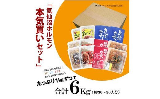 気仙沼ホルモン 本気の6kgセット (1kg×6種) [気仙沼さん 宮城県 気仙沼市 20563504] ホルモン 豚 ホルモン焼き 味付け 味噌 塩 ピリ辛 冷凍 焼肉 BBQ 