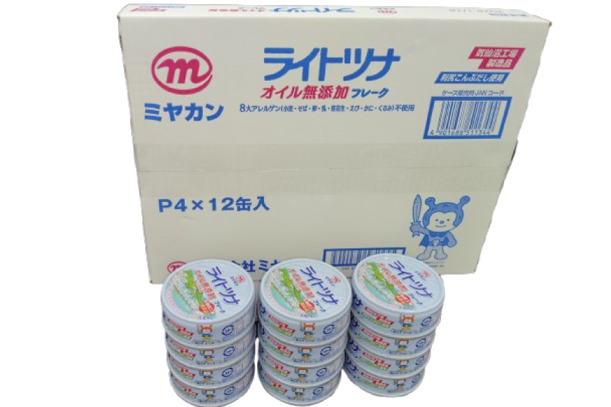 缶詰 ライトツナフレーク オイル無添加 70g ×12缶 [ミヤカン 宮城県 気仙沼市 20565670] ツナ缶 ツナフレーク キハダマグロ 小分け 常備 ストック 長期保存