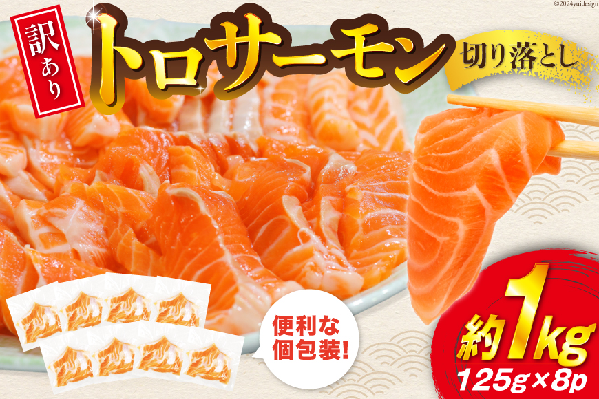 訳あり トロサーモン 切り落とし 1kg 125g×8p [足利本店 宮城県 気仙沼市 20564845] 鮭 お刺し身 刺し身 個包装 チリ銀鮭 銀鮭 海鮮 魚介類 海鮮丼 魚介 魚 トロ 無添加