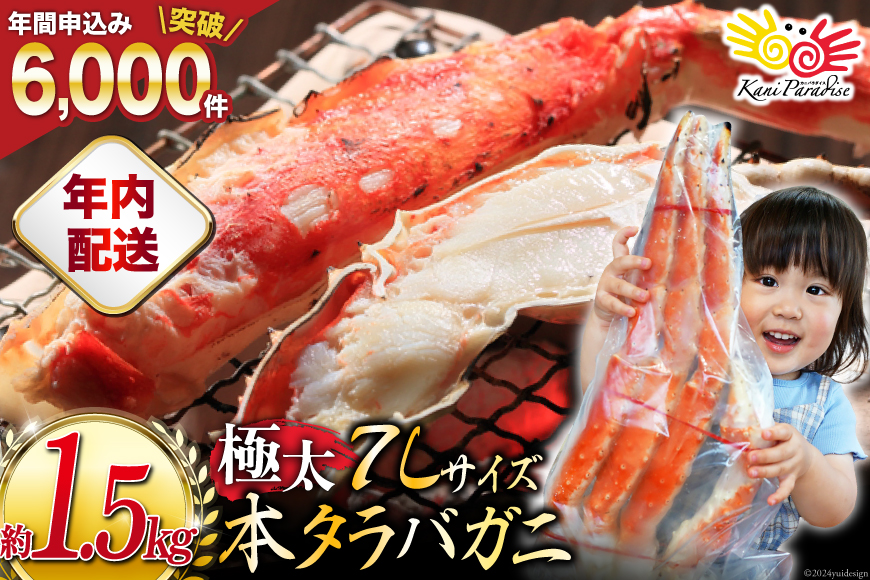 【年内配送 12/15まで受付】本 タラバガニ 脚 ボイル済 約1.5kg 極太7Lサイズ [カネダイ 宮城県 気仙沼市 20564326] カニ かに 蟹 たらばがに たらば蟹 タラバ蟹 たらば タラバ ボイル