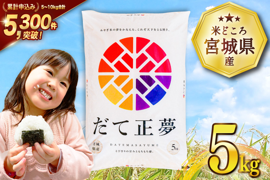 米 宮城県産 だて正夢 5kg [気仙沼米穀商業協同組合 宮城県 気仙沼市 20565768] 一等米 ブランド米 白米 精米 ご飯 ごはん コメ こめ 小分け 家庭用
