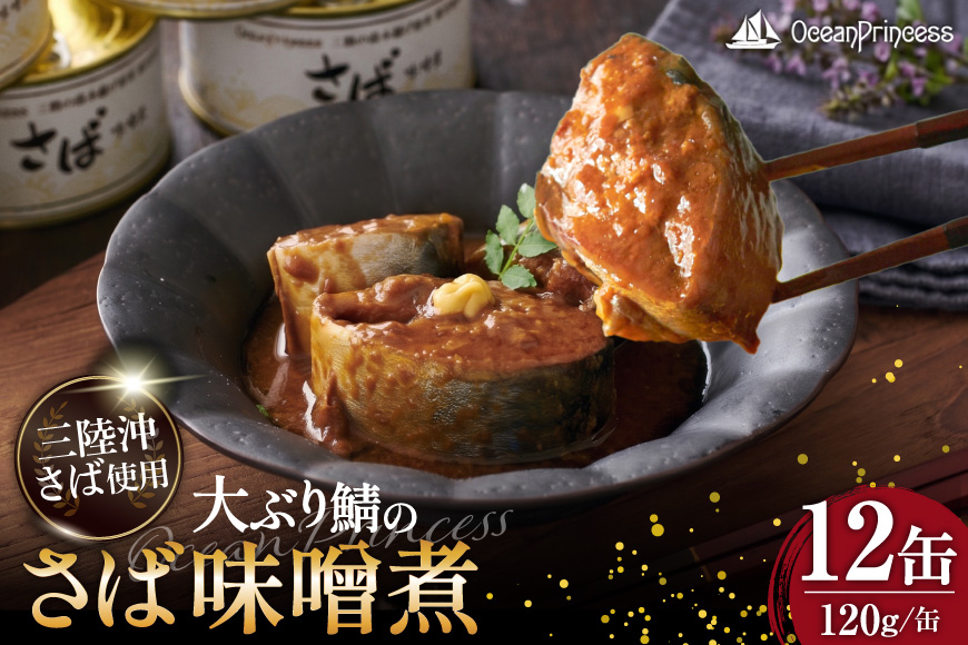 OceanPrincess 大ぶり鯖のさば缶 12缶 セット 味噌煮 [モンマルシェ 宮城県 気仙沼市 20565066] 缶詰 サバ缶 サバ 缶詰め かんづめ 鯖 さば さばの味噌煮 味噌煮 簡単調理 高級 保存食 常備 常温 オーシャンプリンセス