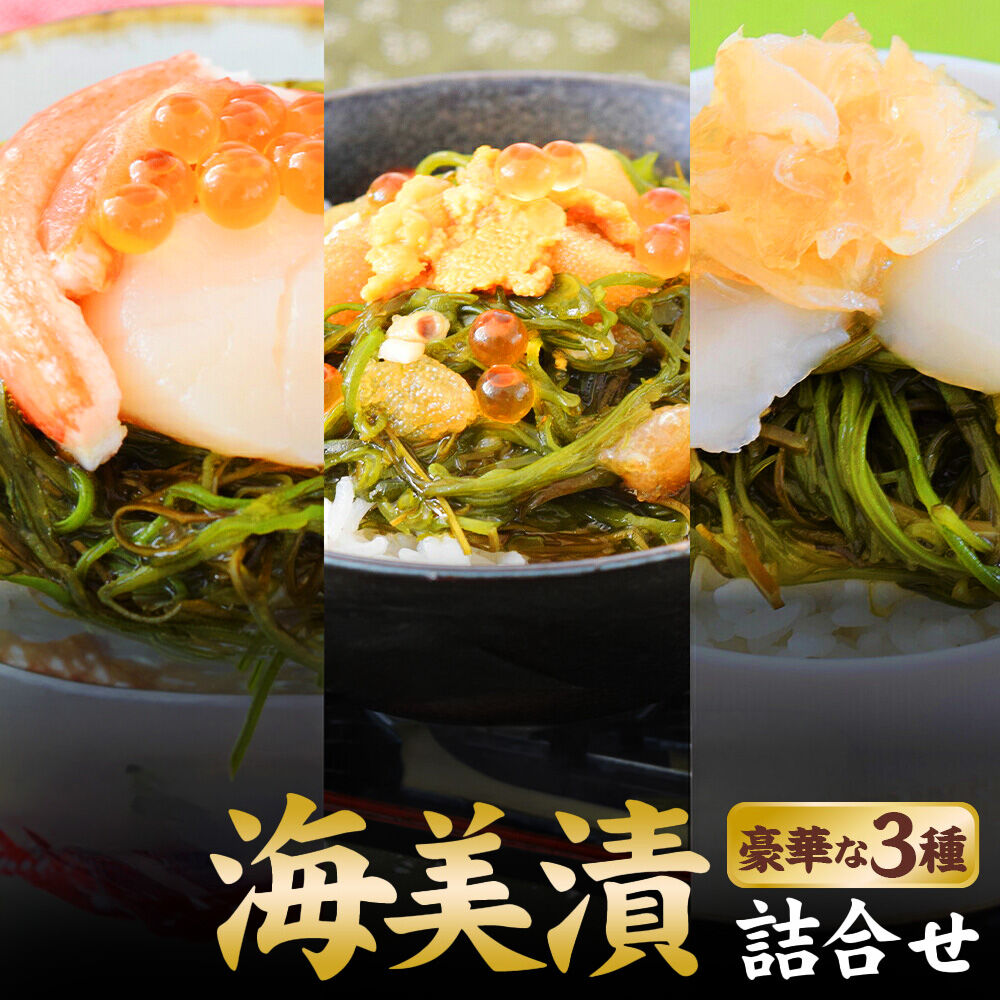 丼ぶりご飯に乗せるだけで 簡単 海鮮丼! 海美漬 豪華な 3種 詰合せ (6食分）ズワイガニ フカヒレ めかぶ [海美漬(うみづけ)豪華な3種の海鮮丼セット]