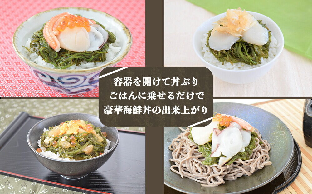 丼ぶりご飯に乗せるだけで 簡単 海鮮丼! 海美漬 豪華な 3種 詰合せ (6食分）ズワイガニ フカヒレ めかぶ [海美漬(うみづけ)豪華な3種の海鮮丼セット]