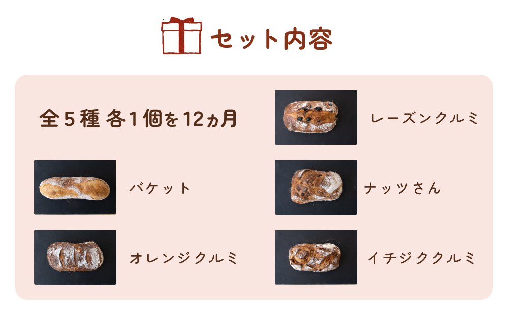 【12ヵ月定期便】名取 閖上 の ぱんやこてつ 手作り 国産小麦のハード系パンセット