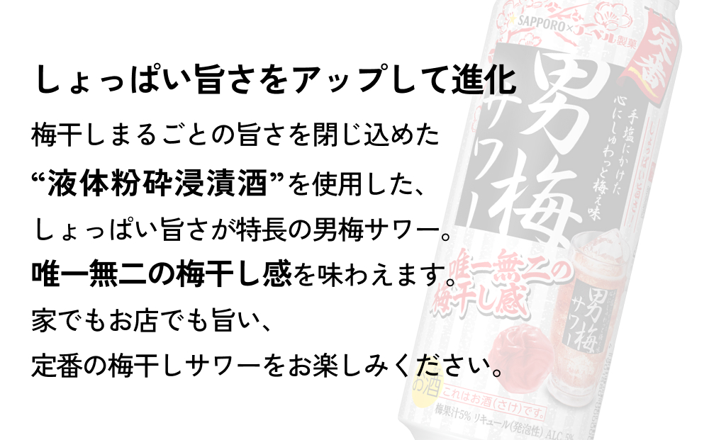 サッポロ 男梅 サワー 500ml×24缶(1ケース)×定期便9回(合計216缶)  缶 チューハイ 酎ハイ サワー