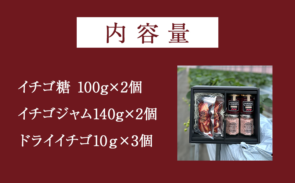 名取産 いちご とちおとめ で作った イチゴ糖 100g×2個　イチゴジャム140g×2個　ドライイチゴ10g×3個